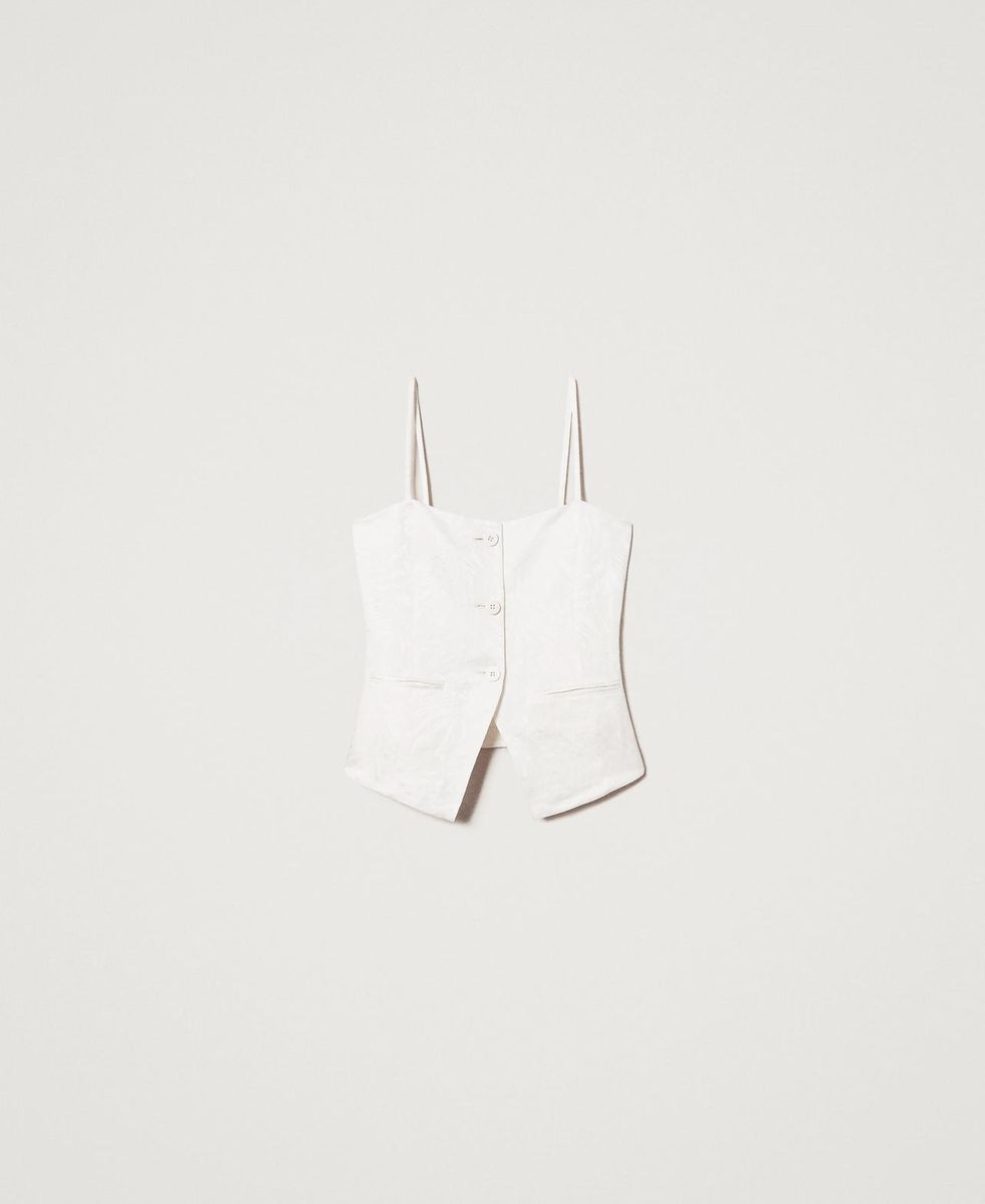 Fitted jacquard satin top TWINSET