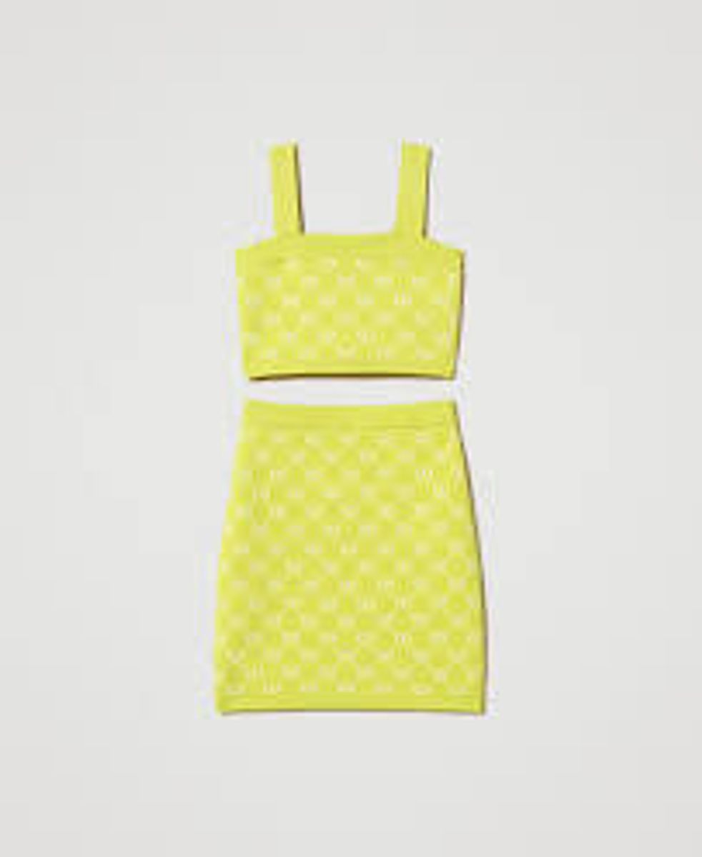 Knit top and skirt with jacquard Oval T TWINSET
