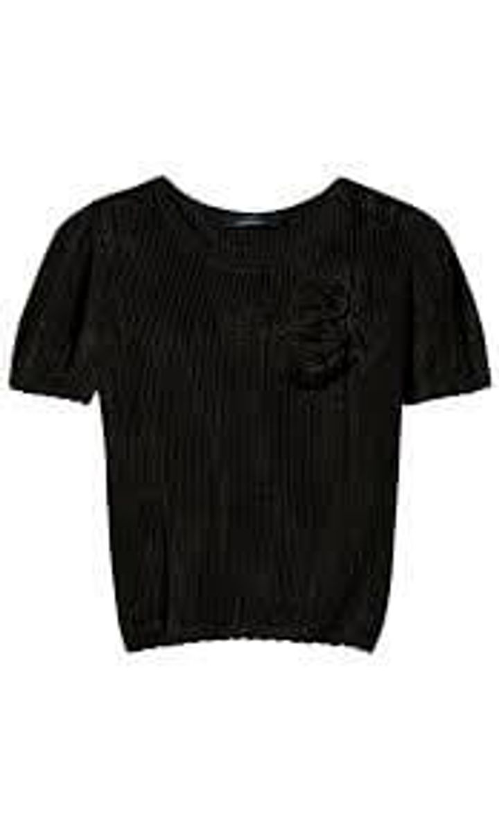 Mesh knit top with crochet flowers TWINSET