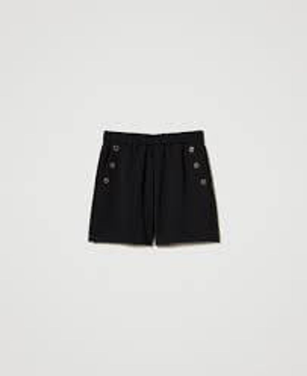 Crêpe shorts with logo buttons TWINSET