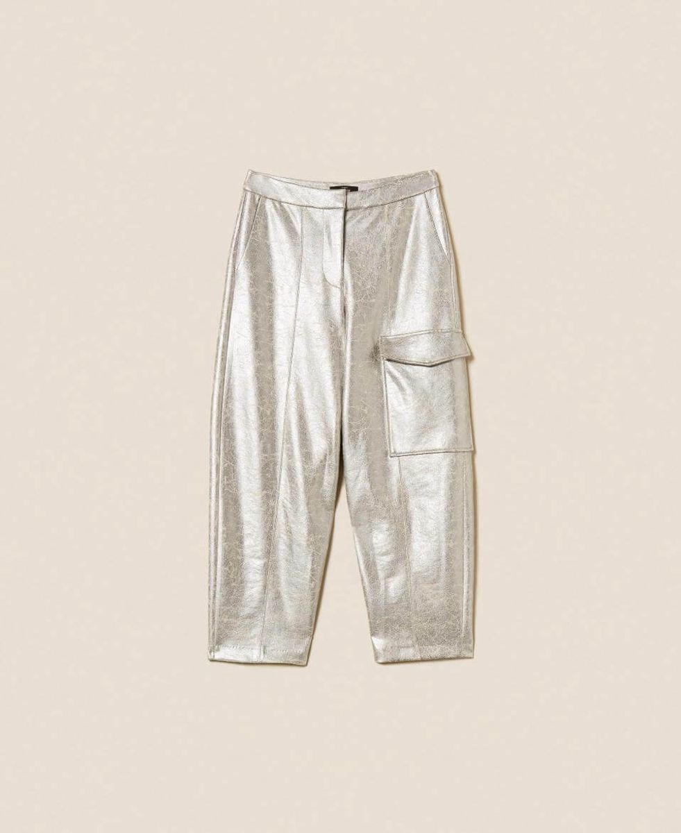 Cracked faux leather trousers TWINSET