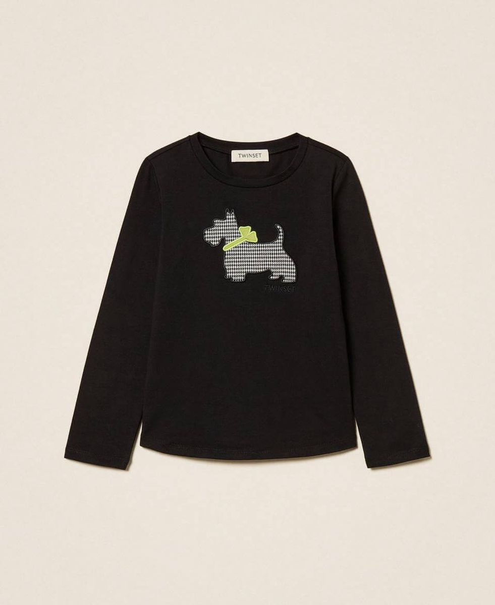 Girls' T-shirt with houndstooth print TWINSET