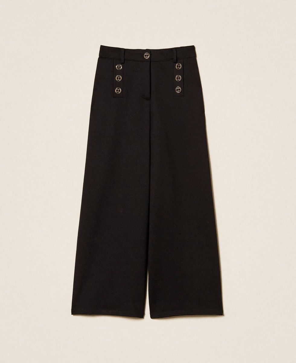 Palazzo trousers with Oval T buttons TWINSET