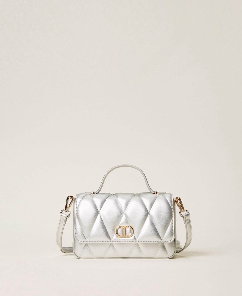 Small quilted shoulder bag - SILVER TWINSET