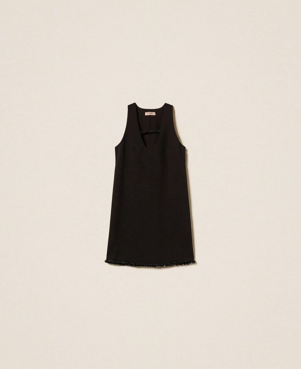 Short crêpe dress with embroidery TWINSET