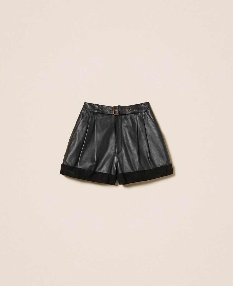 Leather shorts with belt TWINSET