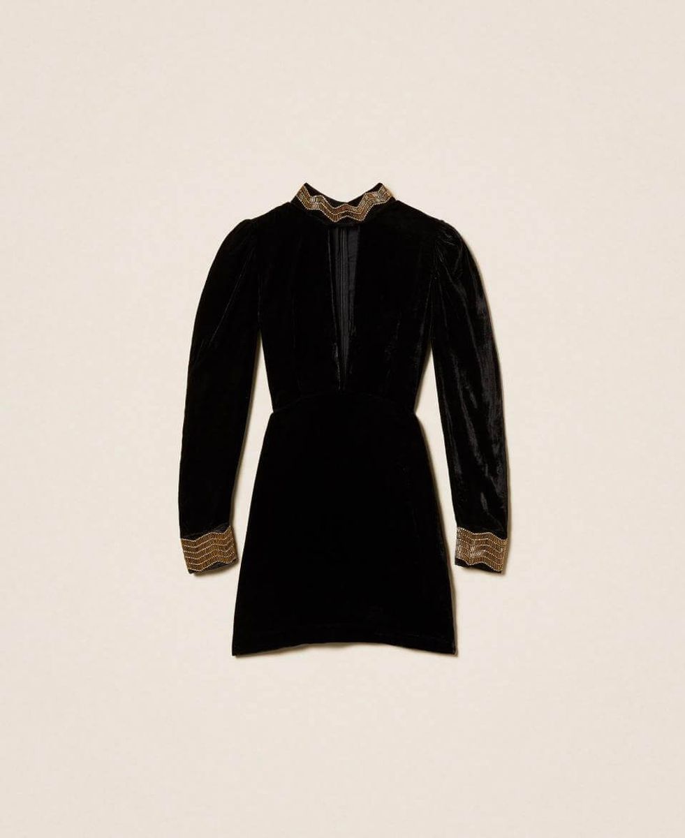 Short velvet dress with embroidery TWINSET