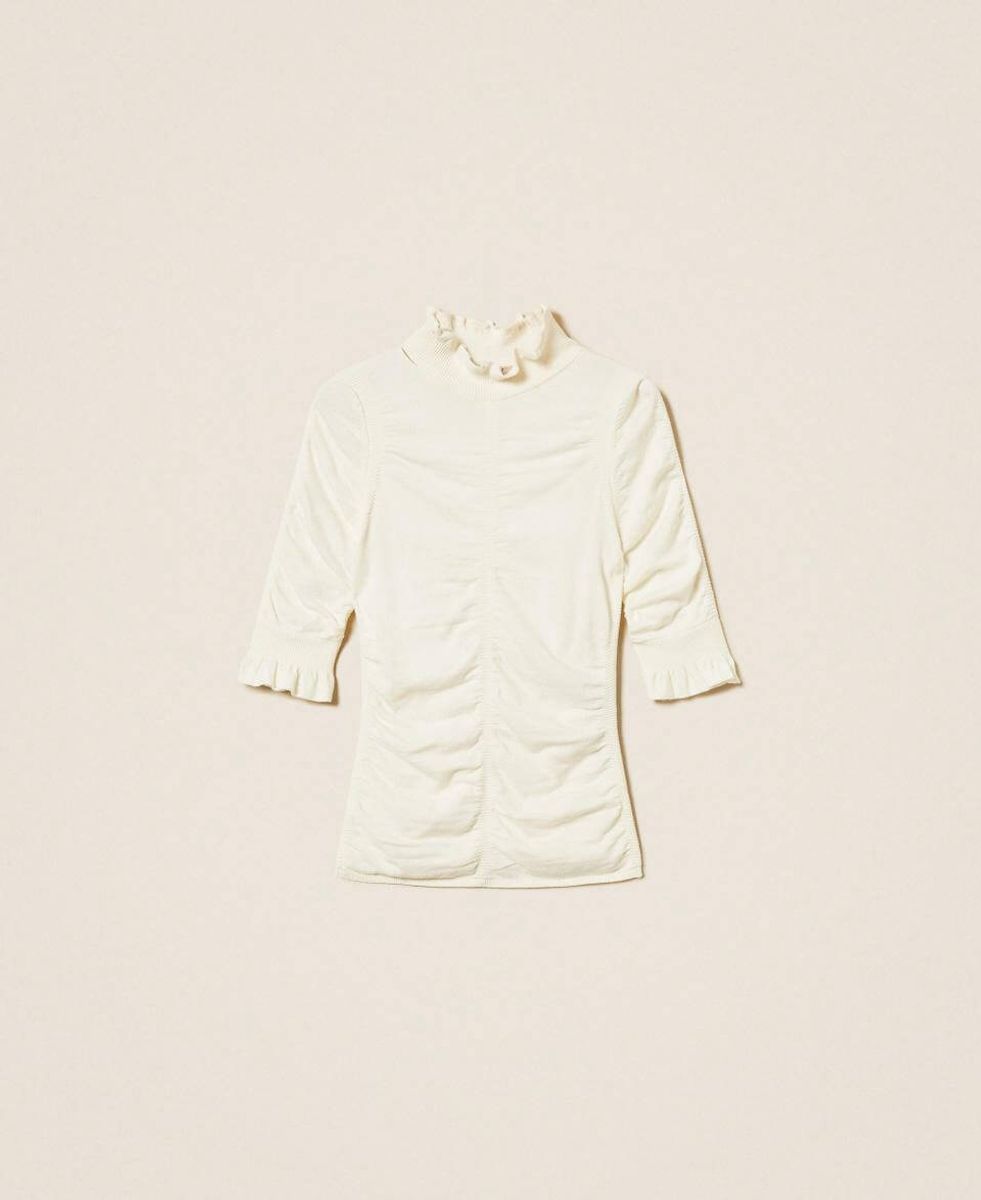 Gathered turtle neck jumper BLACK TWINSET