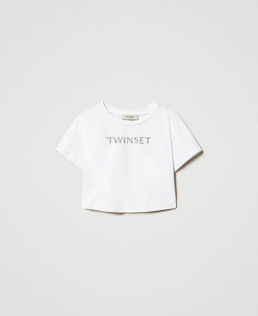 Cropped T-shirt with logo TWINSET